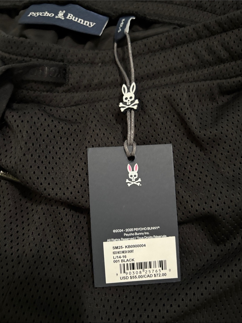 Psycho Bunny Black Athletic Mesh Shorts with White Trim 14-16 - Picture 7 of 8